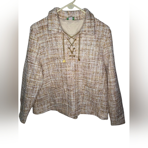 Ivy Storehouse Beige Gold Tweed Top AKA Alpha Kappa Alpha Size L - Picture 1 of 4